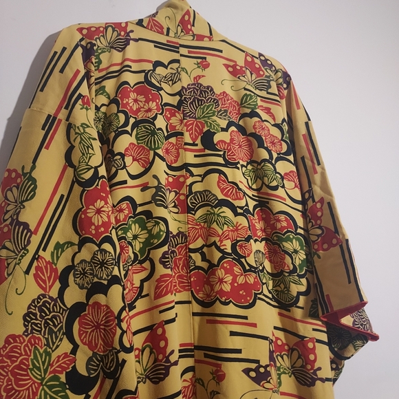 HoSt pIcK - Japanese silk Kimono w/ surreal mod ~ mid century floral pattern - Picture 14 of 16
